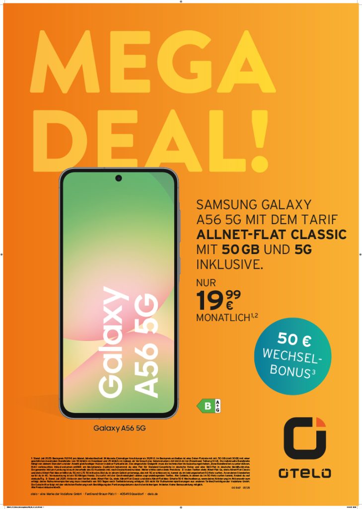 Samsung Galaxy A56 5G mit otelo Allnet Flat Classic.