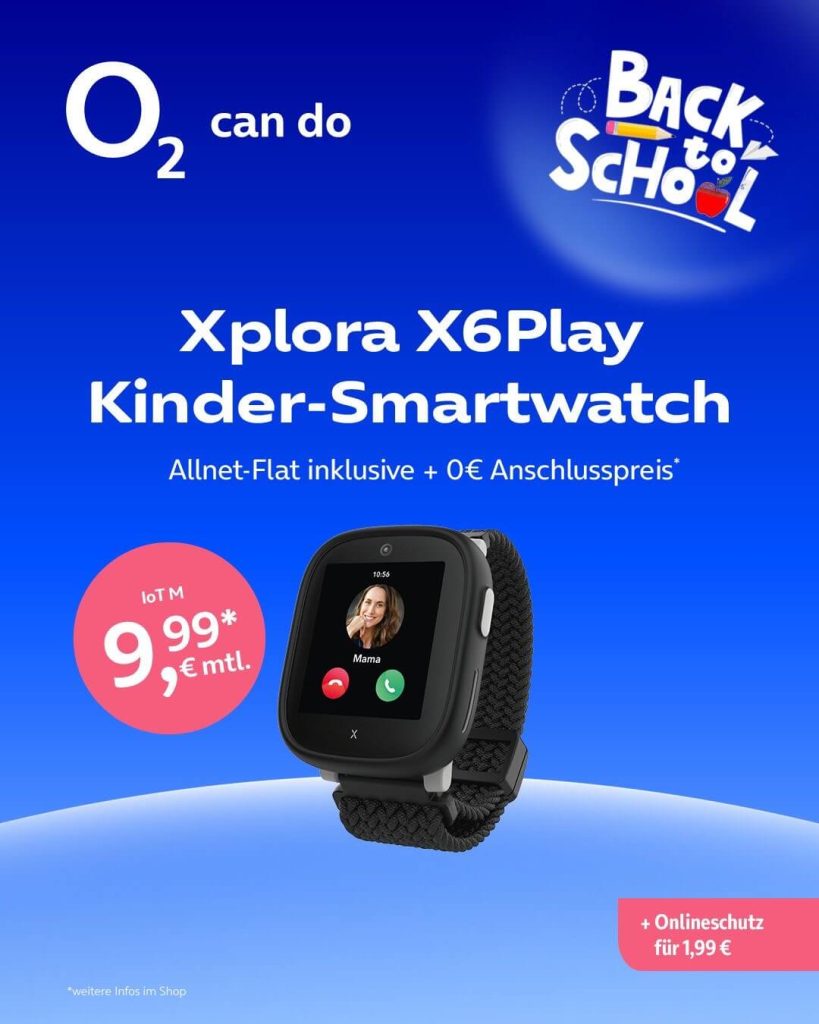 Xplora X6Play Kinder-Smartwatch inklusive Allnet-Flat + 0 € Anschlusspreis.
