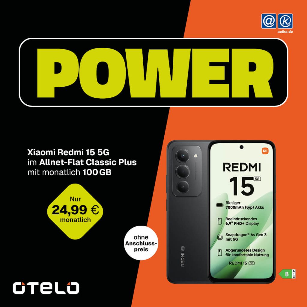 Xiaomi Redmi 15 5G mit otelo Allnet-Flat Classic Plus mit 200GB.