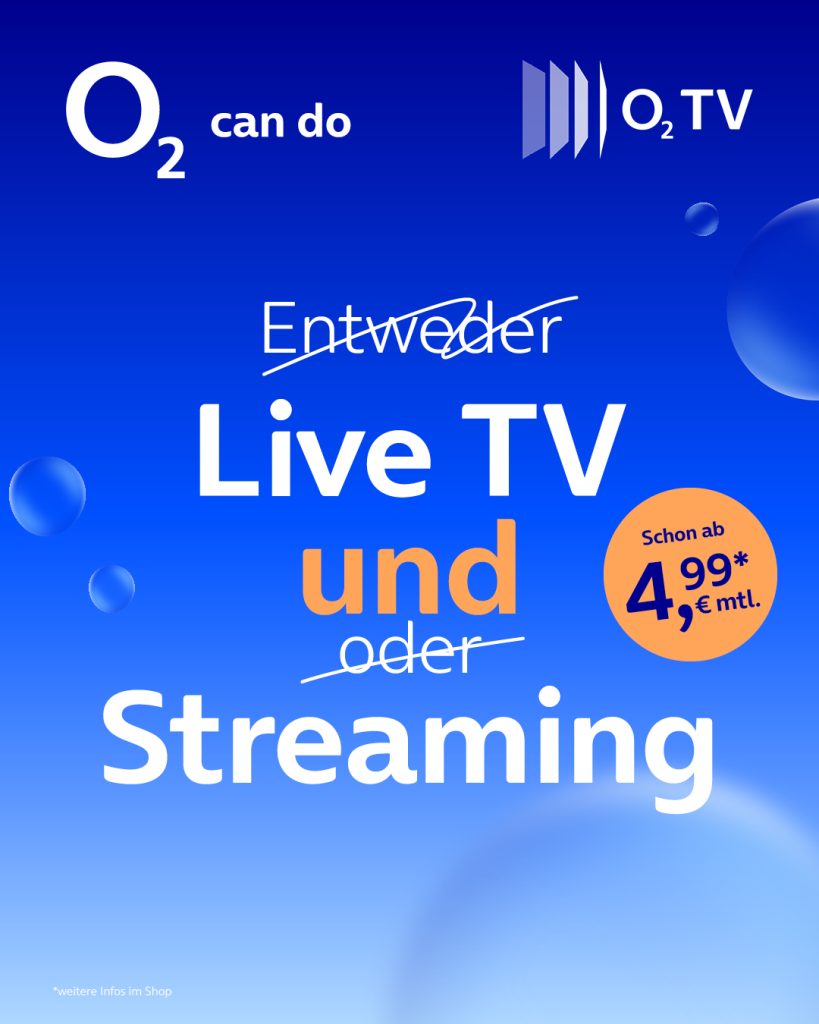O2 Live TV Streaming Angebot.